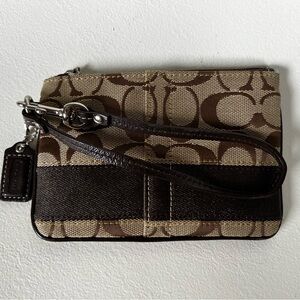Coach Signature Brown Wristlet